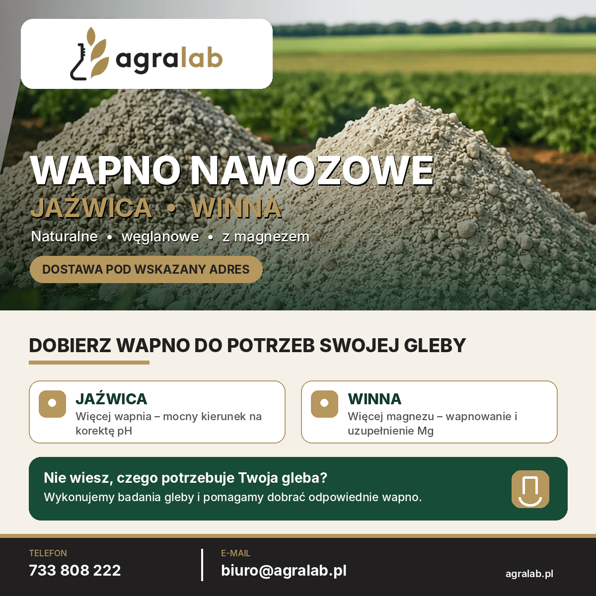 Wapno nawozowe z dostawą – Jaźwica i Winna – wapń i magnez